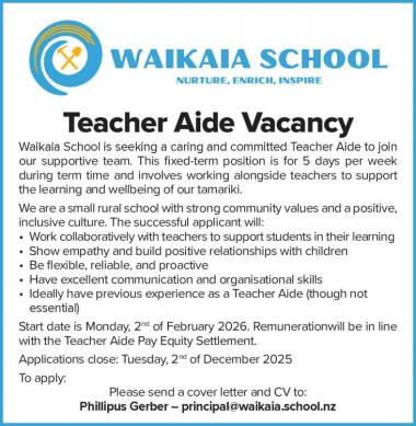 Teacher Aide Vacancy