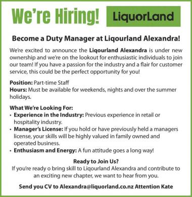 Become a Duty Manager at Liqourland Alexandra!