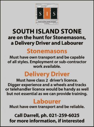 Stonemasons, a delivery driver and labourer