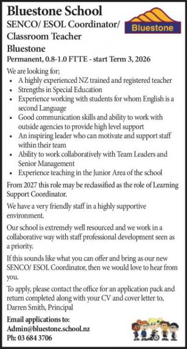 SENCO/ESOL Coordinator/Classroom Teacher