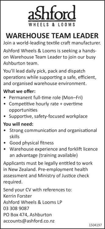 WAREHOUSE TEAM LEADER