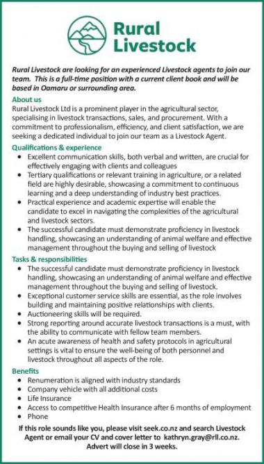 Experienced Livestock Agent