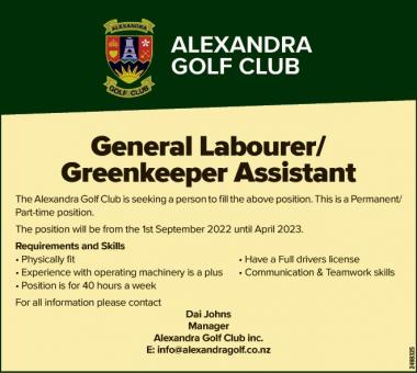 General Labourer/Greenkeeper Assistant