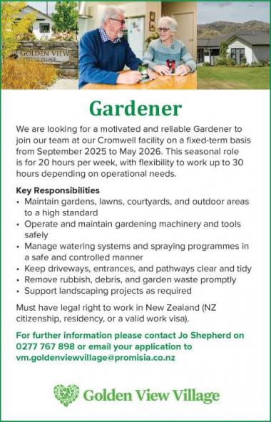 Gardener in Otago