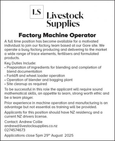 Factory Machine Operator