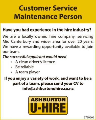 Customer Service Maintenance Person