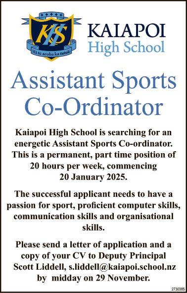 Assistant Sports Co-Ordinator