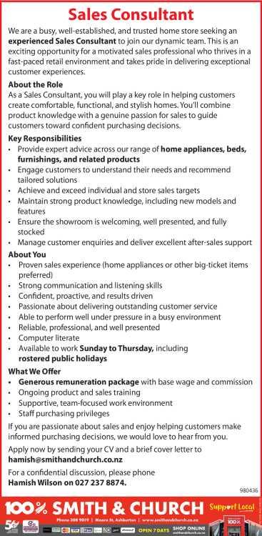 Sales Consultant in Canterbury