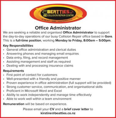 Office Administrator in Southland
