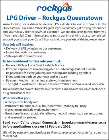 LPG Driver – Rockgas Queenstown