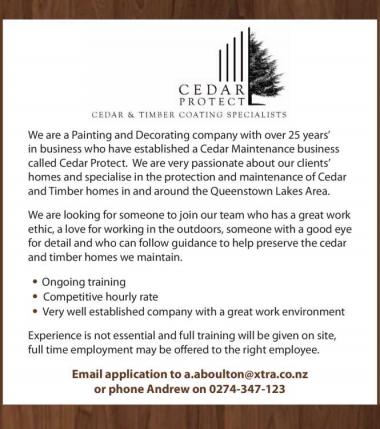 Cedar Woodwork Maintenance Person Required