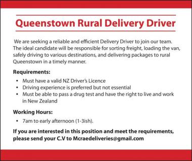 Queenstown Rural Delivery Driver