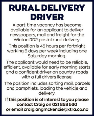 RURAL DELIVERY DRIVER