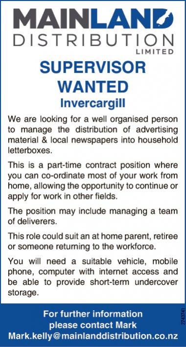 SUPERVISOR WANTED