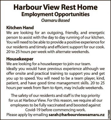 Harbour View Rest Home Employment Opportunities