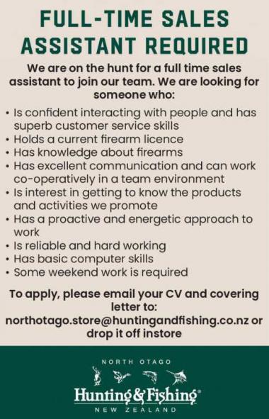 Full Time Sales Assistant