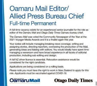 Oamaru Mail Editor/Allied Press Bureau Chief