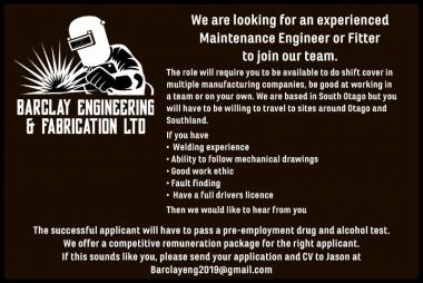 Maintenance Engineer or Fitter