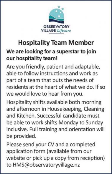 Hospitality Team Member