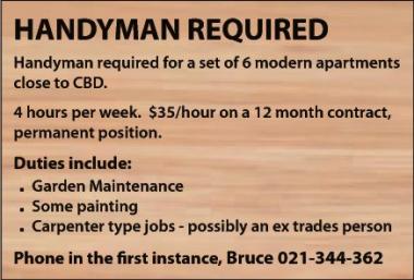 HANDYMAN REQUIRED