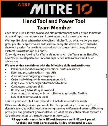 Hand Tool and Power Tool Team Member