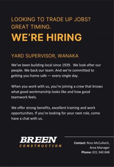 YARD SUPERVISOR, WANAKA