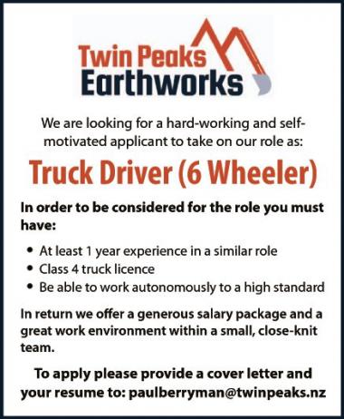 Truck Driver (6 Wheeler) in Otago