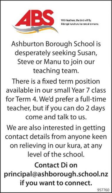 Ashburton Borough School is desperately seeking