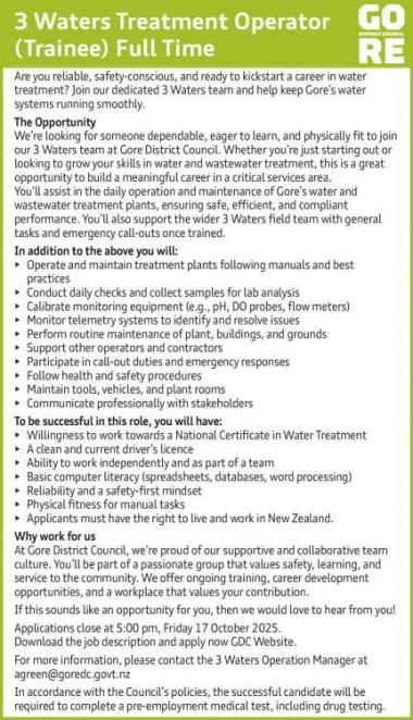 3 Waters Treatment Operator