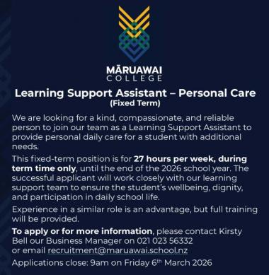 Learning Support Assistant – Personal Care