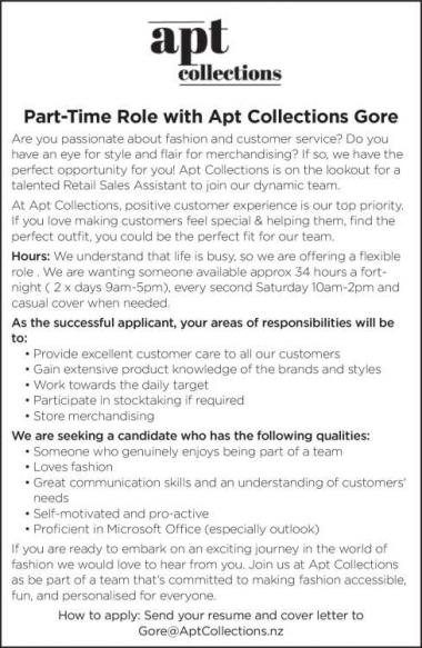 Part-Time Role with Apt Collections Gore