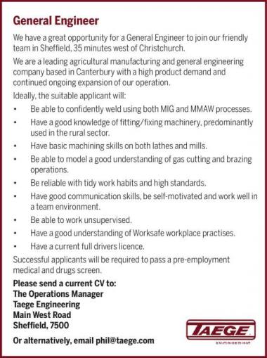 General Engineer in Canterbury