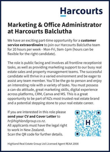 Marketing & Office Administrator in Otago