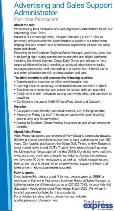 Advertising and Sales Support Administrator