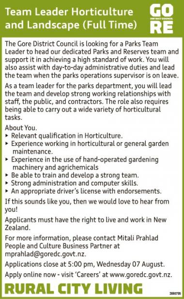 Team Leader Horticulture and Landscape