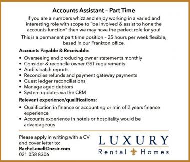 Accounts Assistant - Part Time