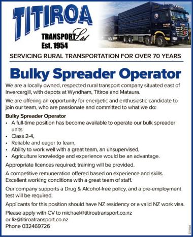 Bulky Spreader Operator