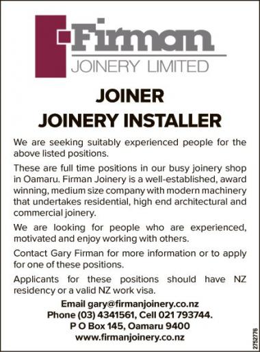 JOINER/JOINERY INSTALLER