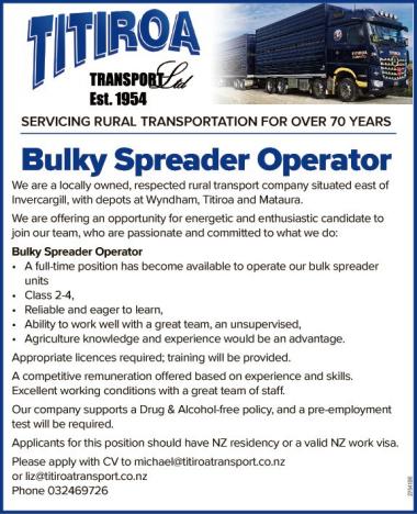 Bulky Spreader Operator