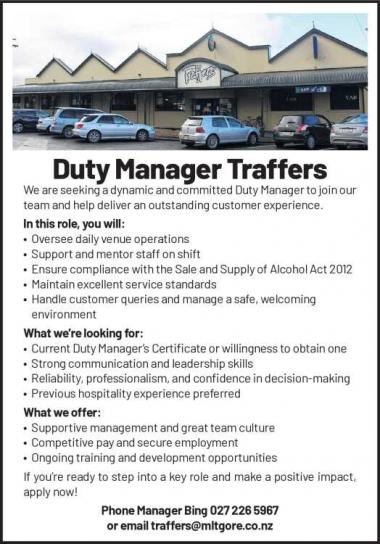 Duty Manager Traffers