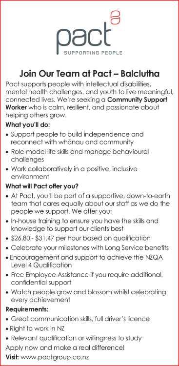 Join Our Team at Pact – Balclutha