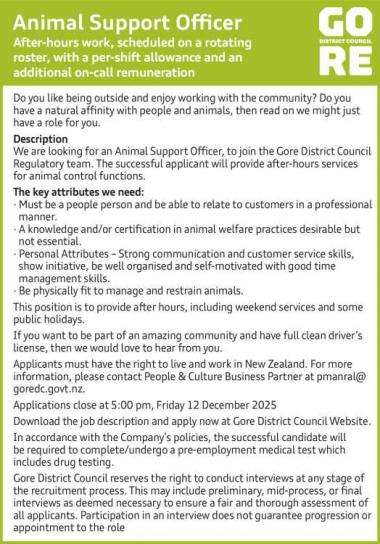 Animal Support Officer