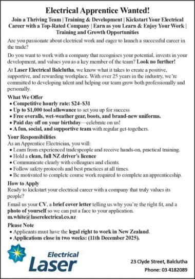 Electrical Apprentice Wanted!
