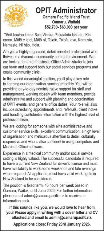 OPIT Administrator in Otago