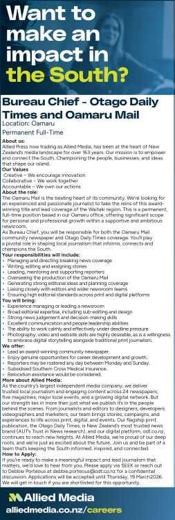 Bureau Chief - Otago Daily Times & Oamaru Mail