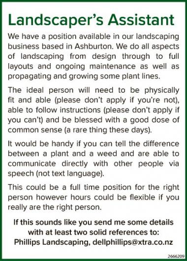 Landscaper’s Assistant in Canterbury