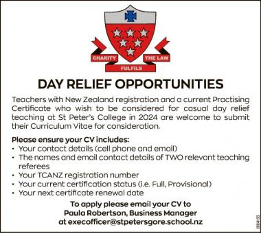 DAY RELIEF OPPORTUNITIES in Southland