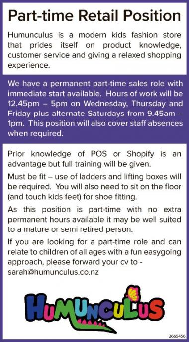 Part-time Retail Position in Canterbury