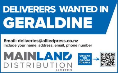 DELIVERERS WANTED IN GERALDINE