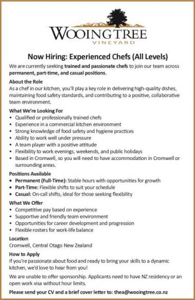 Now Hiring: Experienced Chefs (All Levels)